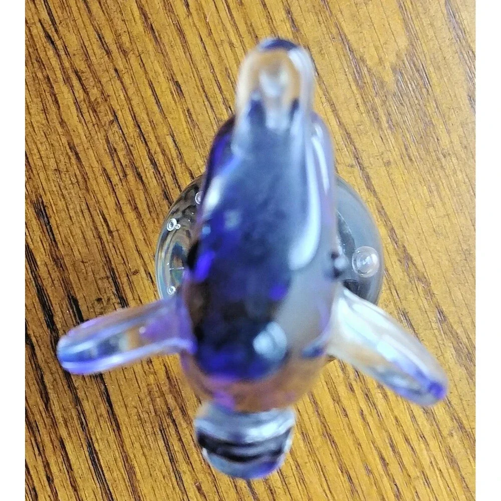 Paperweight vintage blown Art Glass Blue Seahorse - Picture 5 of 8